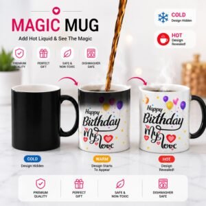 happy birthday my love ceramic coffee mug | romantic birthday gift for girlfriend, boyfriend, husband, wife | 325ml printed mug