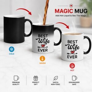 best wife ever magic mug 350ml | heat sensitive color changing coffee mug for wife romantic gift