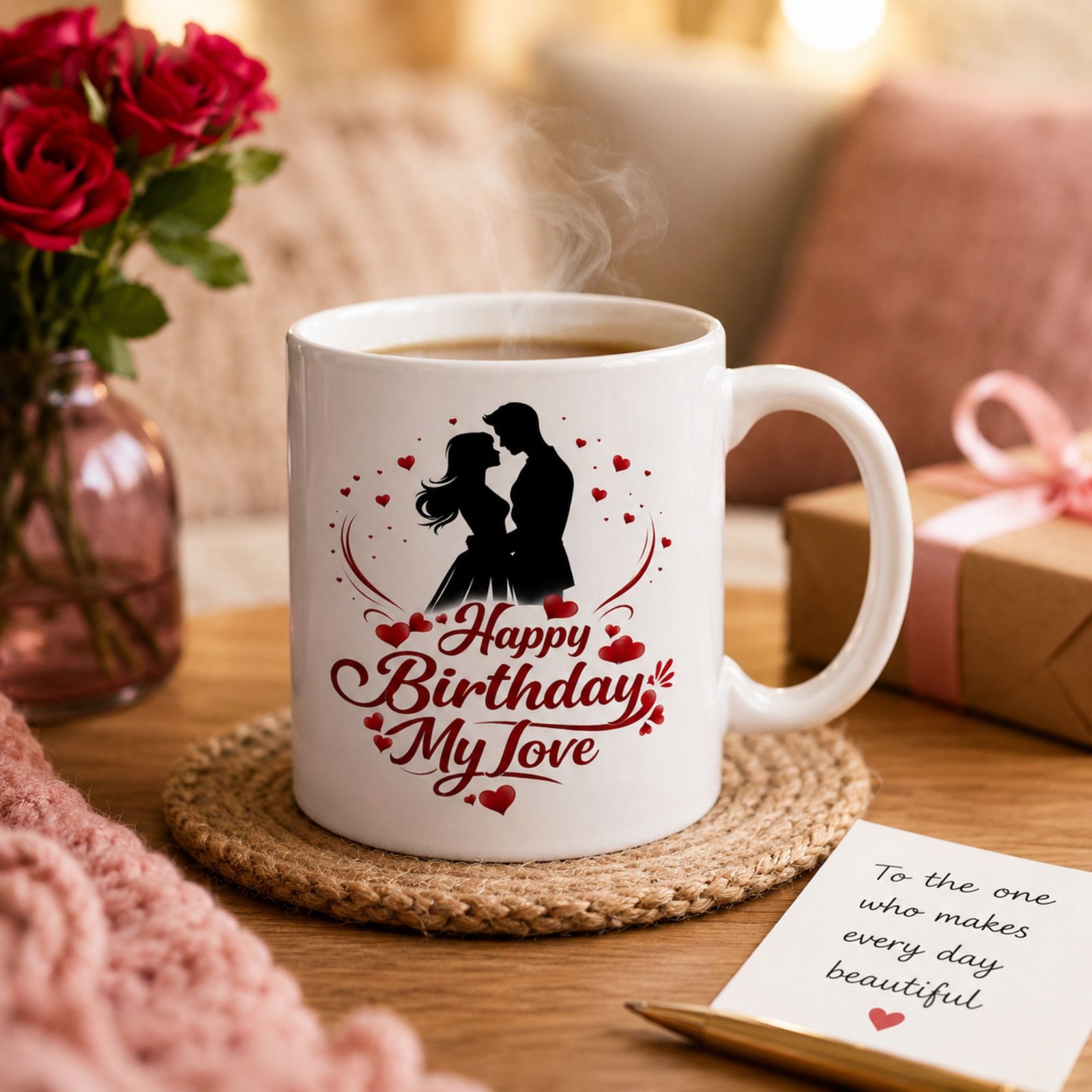 happy birthday my love printed ceramic coffee mug | romantic gift for girlfriend, boyfriend, husband, wife | 325ml white mug happy birthday my love printed ceramic coffee mug | romantic gift for girlfriend, boyfriend, husband, wife | 325ml white mug