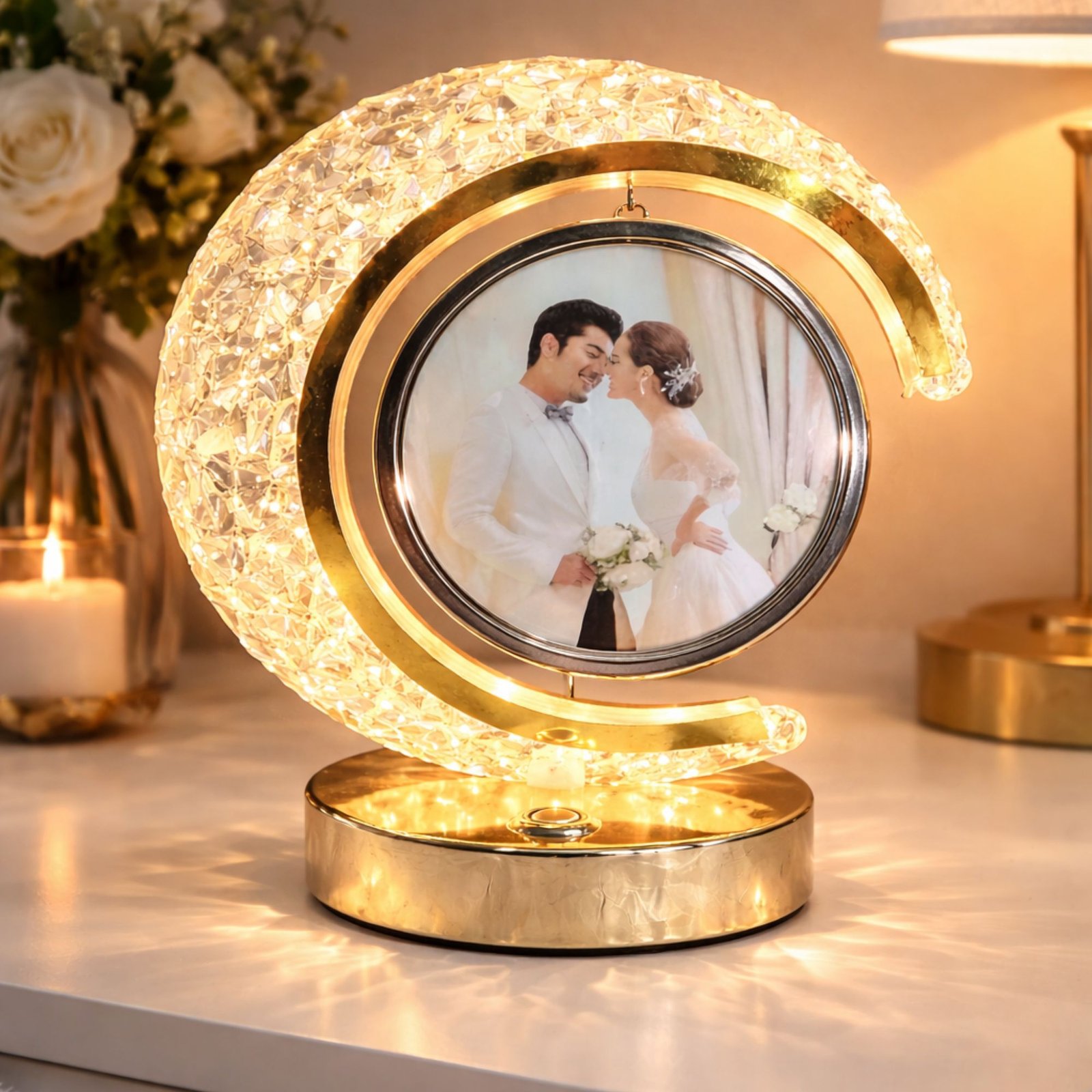 personalized led photo lamp round frame | custom photo night light for couples anniversary gift personalized led photo lamp round frame | custom photo night light for couples anniversary gift