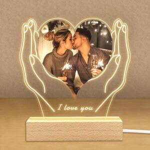 personalized led acrylic photo lamp with calendar | custom photo night light | usb led table lamp | birthday gift for girlfriend, boyfriend, wife, husband | anniversary & valentine's gift