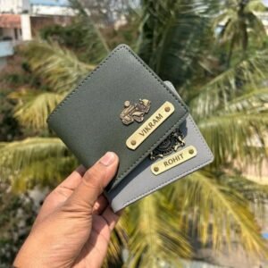 personalized men's wallet with custom name plate | pu leather wallet | multiple color options | customized gift for men, husband, boyfriend, father | birthday, anniversary & father's day gif