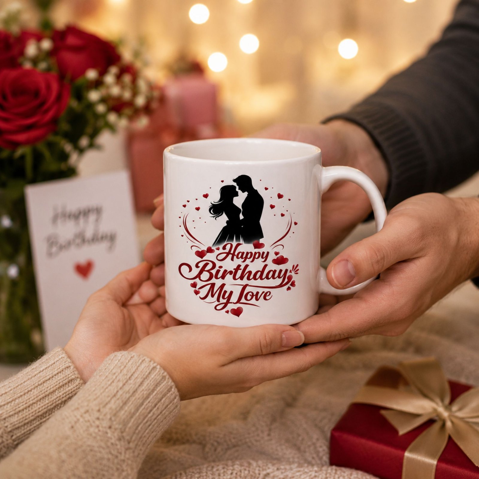 happy birthday my love printed ceramic coffee mug | romantic gift for girlfriend, boyfriend, husband, wife | 325ml white mug happy birthday my love printed ceramic coffee mug | romantic gift for girlfriend, boyfriend, husband, wife | 325ml white mug