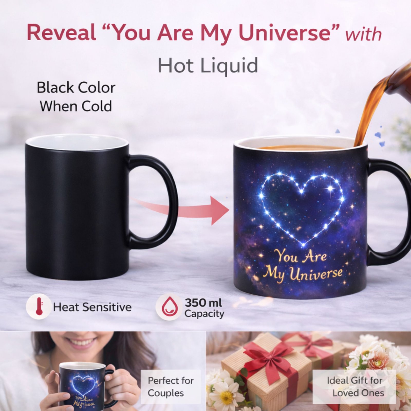 you are my universe magic mug 350ml | heat sensitive color changing coffee mug for couples romantic gift you are my universe magic mug 350ml | heat sensitive color changing coffee mug for couples romantic gift