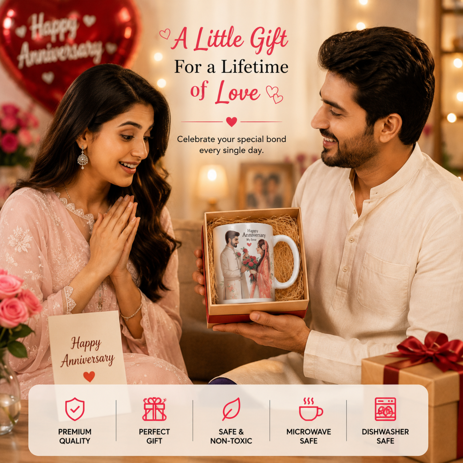 happy anniversary magic mug for couple | color changing anniversary coffee mug | romantic gift for husband wife | heat sensitive ceramic mug | wedding anniversary surprise gift | magic mug 325ml happy anniversary magic mug for couple | color changing anniversary coffee mug | romantic gift for husband wife | heat sensitive ceramic mug | wedding anniversary surprise gift | magic mug 325ml