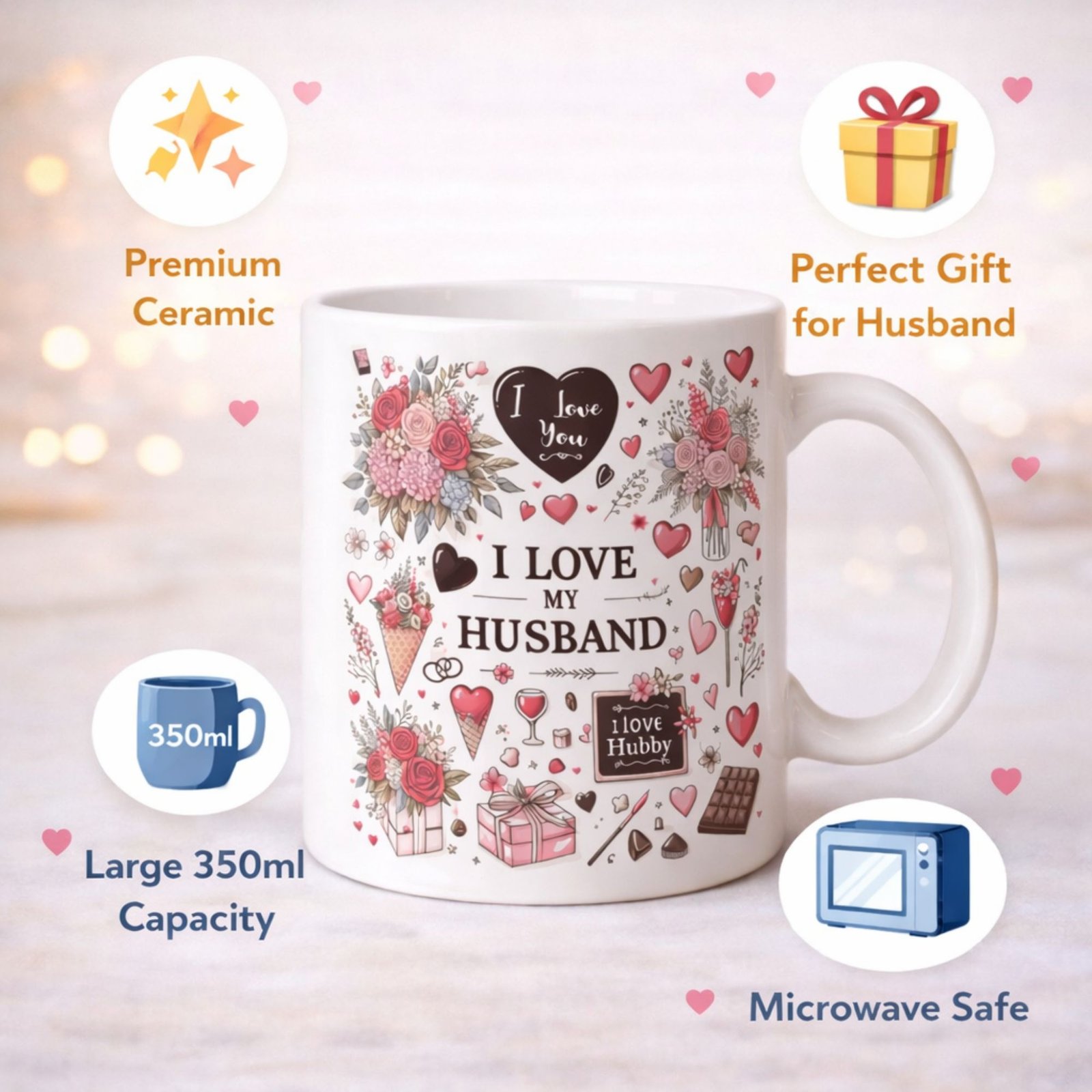 i love my husband coffee mug 330ml | romantic ceramic mug gift for husband i love my husband coffee mug 330ml | romantic ceramic mug gift for husband