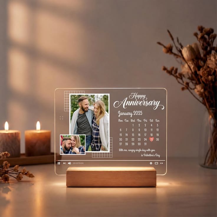 personalized led acrylic photo lamp with calendar | custom photo night light | usb led table lamp | birthday gift for girlfriend, boyfriend, wife, husband | anniversary & valentine's gift personalized led acrylic photo lamp with calendar | custom photo night light | usb led table lamp | birthday gift for girlfriend, boyfriend, wife, husband | anniversary & valentine's gift
