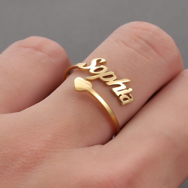 personalized name ring for women | custom name open ring | gold stainless steel personalized name ring for women | custom name open ring | gold stainless steel