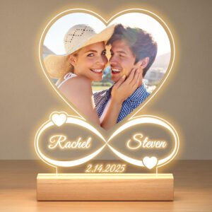 personalized led acrylic photo lamp with calendar | custom photo night light | usb led table lamp | birthday gift for girlfriend, boyfriend, wife, husband | anniversary & valentine's gift