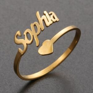 personalized name ring for women | custom name open ring | gold stainless steel