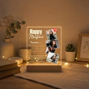 personalized led acrylic photo lamp with calendar | custom photo night light | usb led table lamp | birthday gift for girlfriend, boyfriend, wife, husband | anniversary & valentine's gift